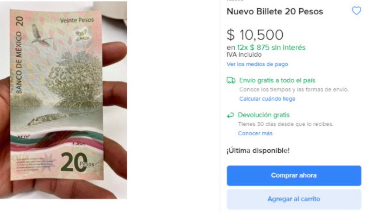 ¿Vale tanto?, este es el nuevo billete de veinte pesos que se vende en más de $10 mil