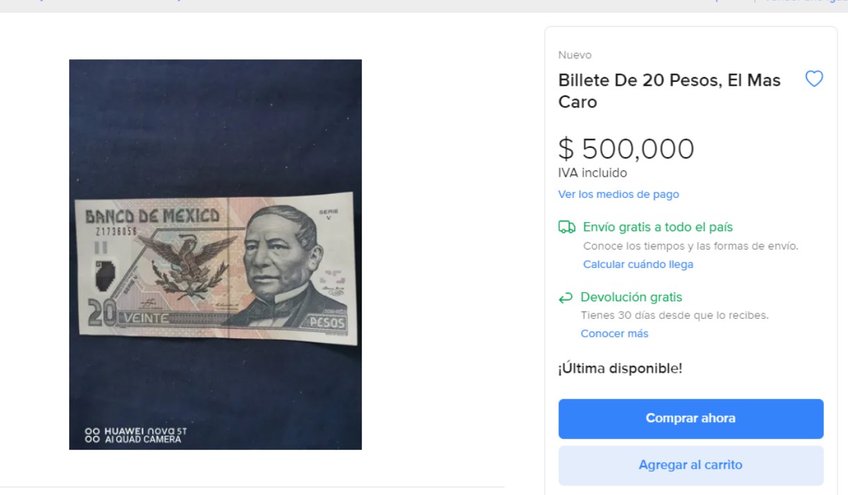 ¿Dónde vender este billete de $20 que se cotiza hasta en $500 mil pesos?