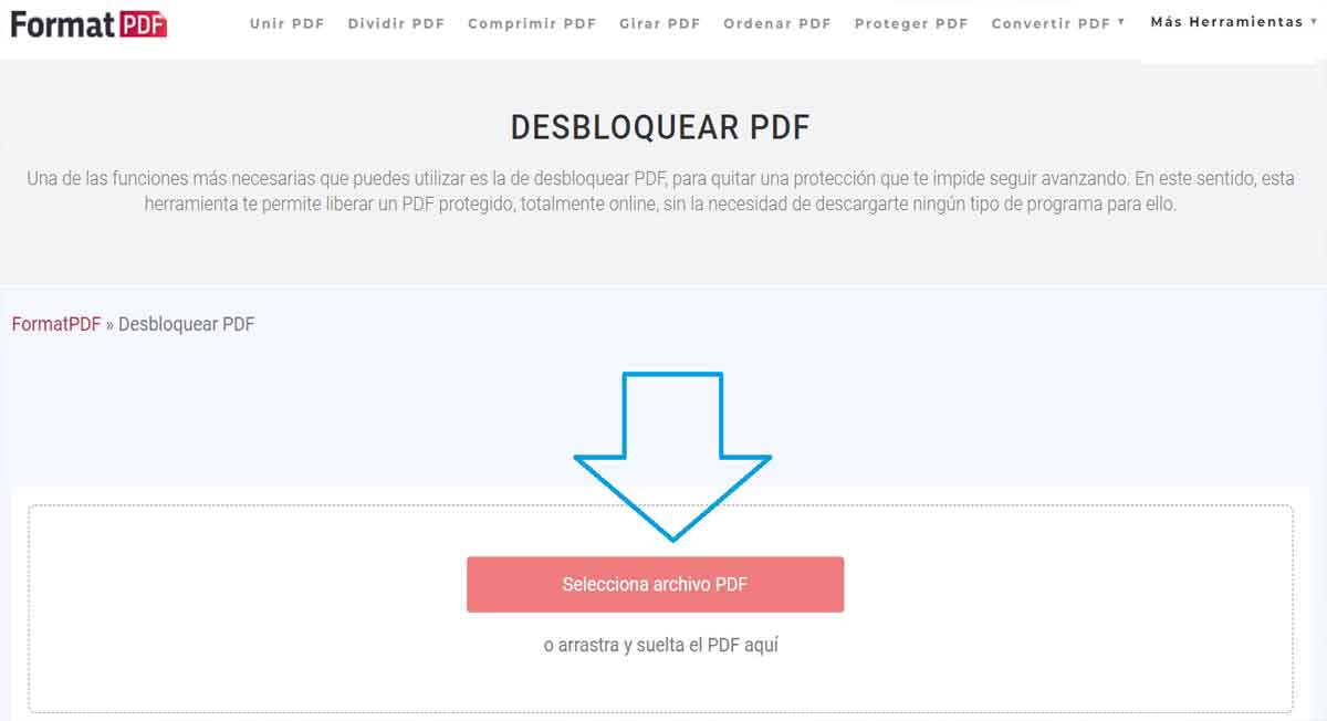 FormatPDF es la mejor opción para desbloquear un documento pdf facilmente