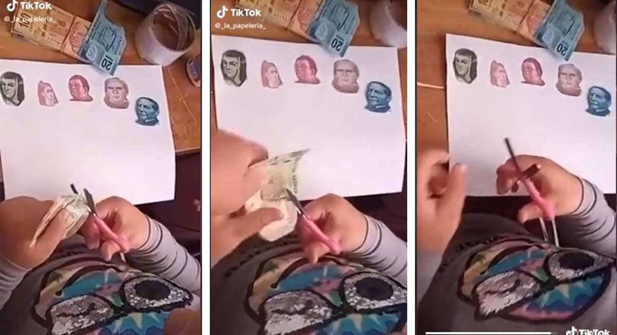 Niña hizo su tarea recortando los billetes de su mamá y se vuelve viral