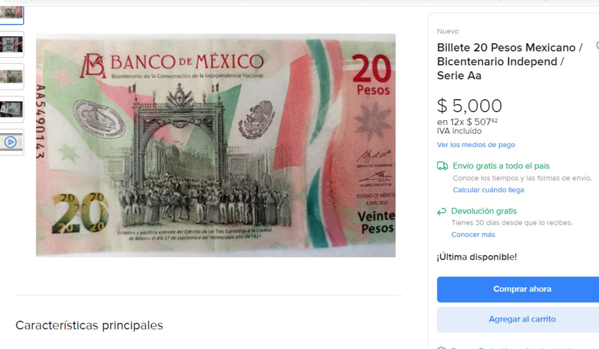 Billete de $20 pesos se vende en $5 mil, ¿Te atreves a comprarlo?