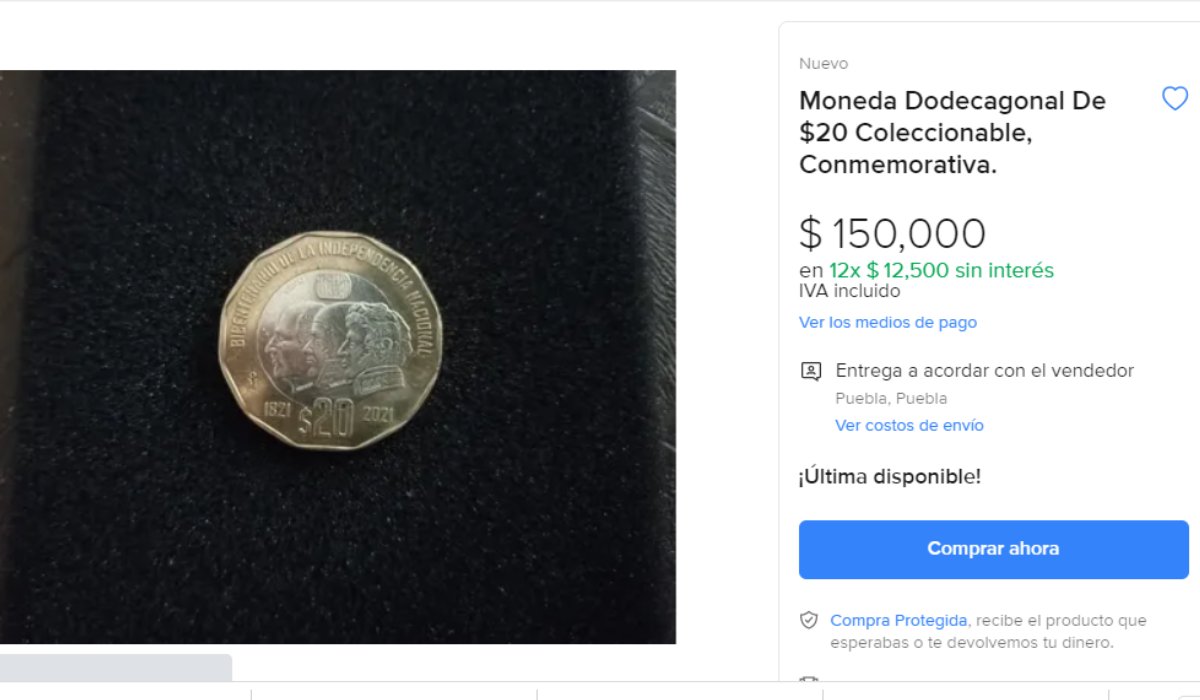 Esta moneda de $20 pesos se vende hasta en $150 mil pesos