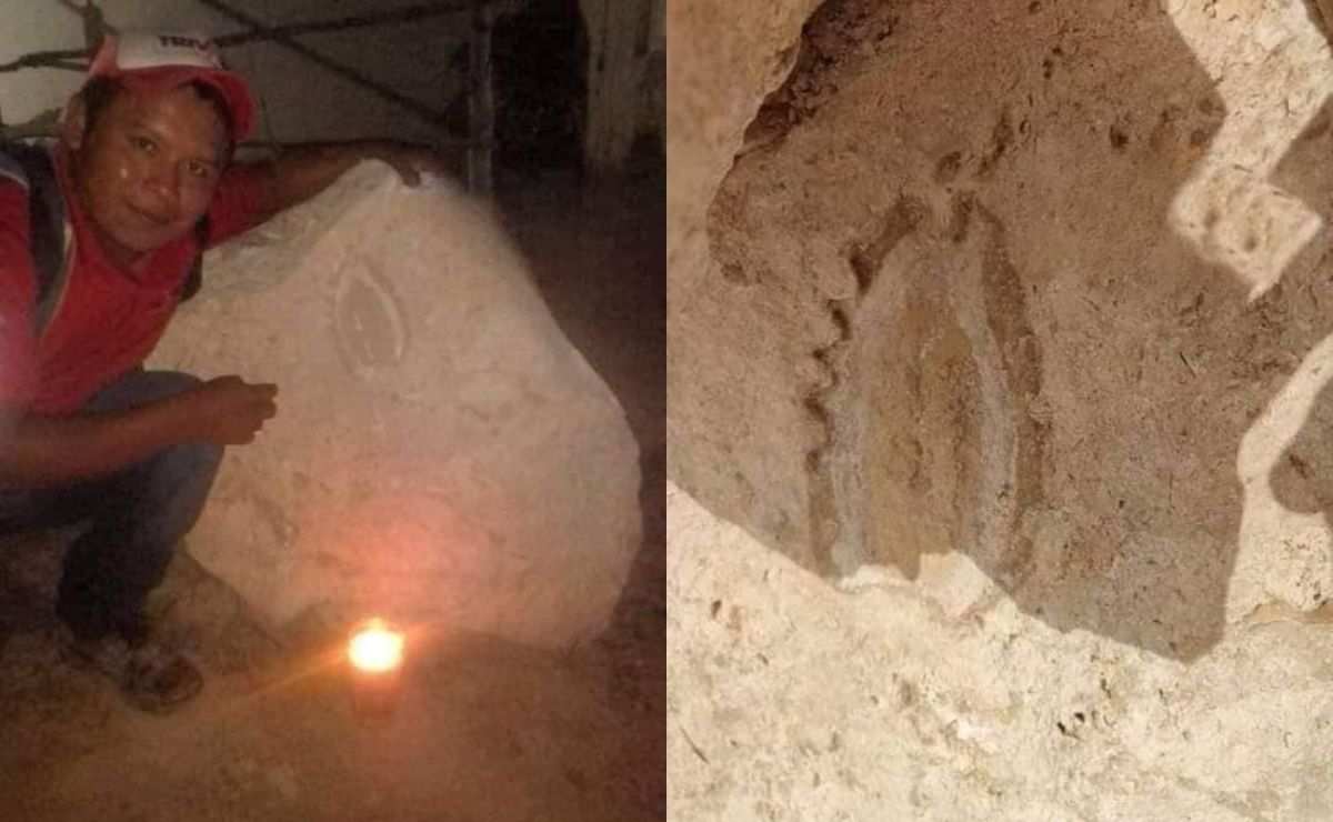 ¡Milagro viral! Aparece imagen de la Virgen de Guadalupe en obra del Tren Maya