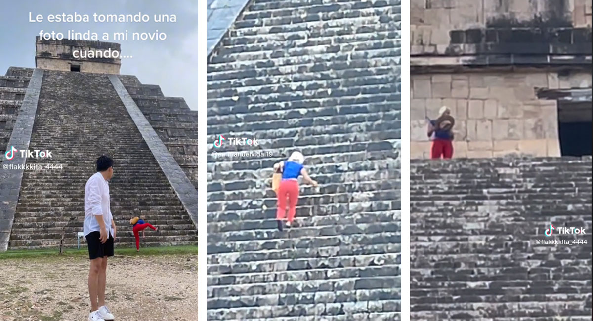 Video viral - Lady Chichenitza: Mujer sube a la gran pirámide y así la bajaron