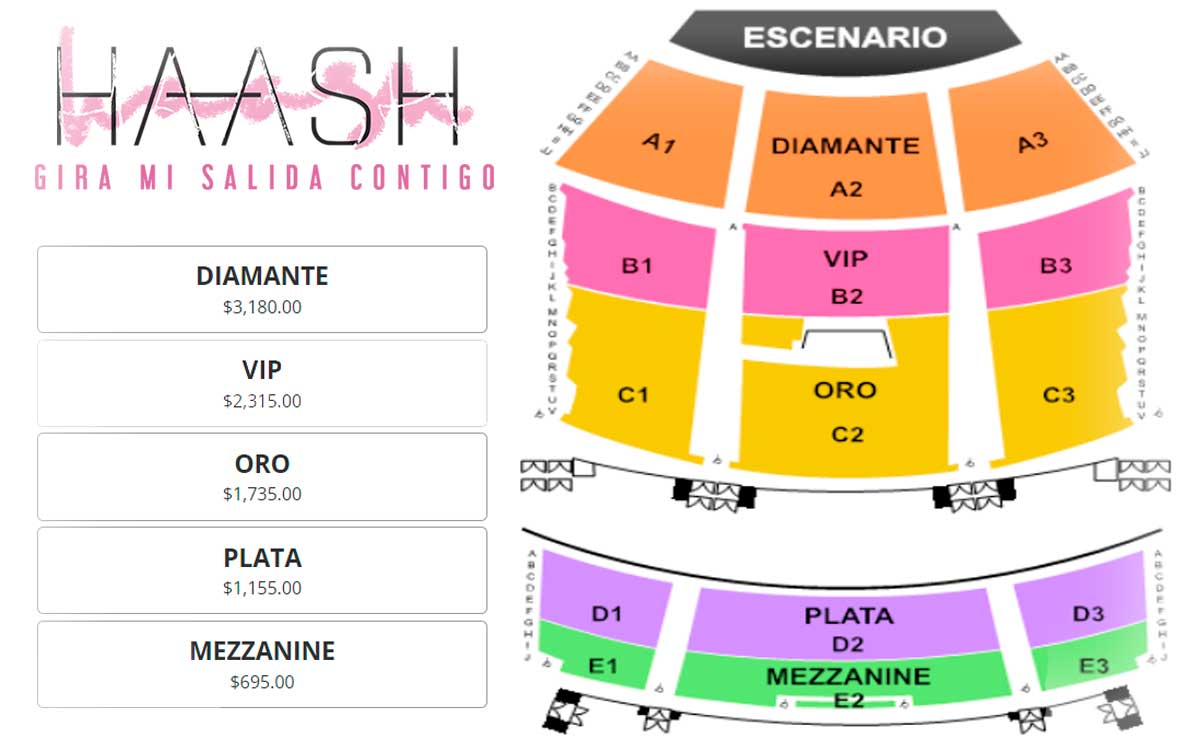 mapa de zonas para el concierto de ha ash en toluca con precios oficiales