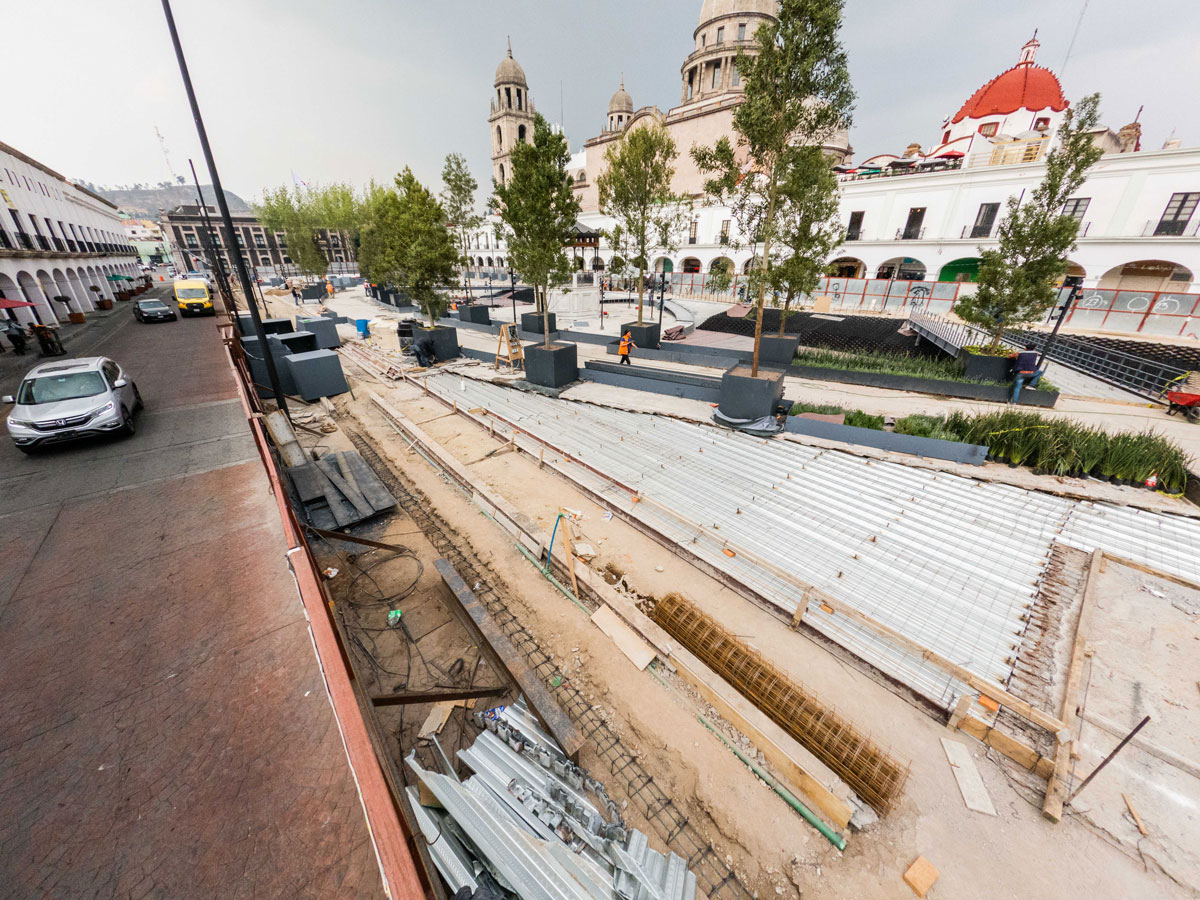 vista de la remodelación mayo 2023 de la plaza gonzález arratia de Toluca