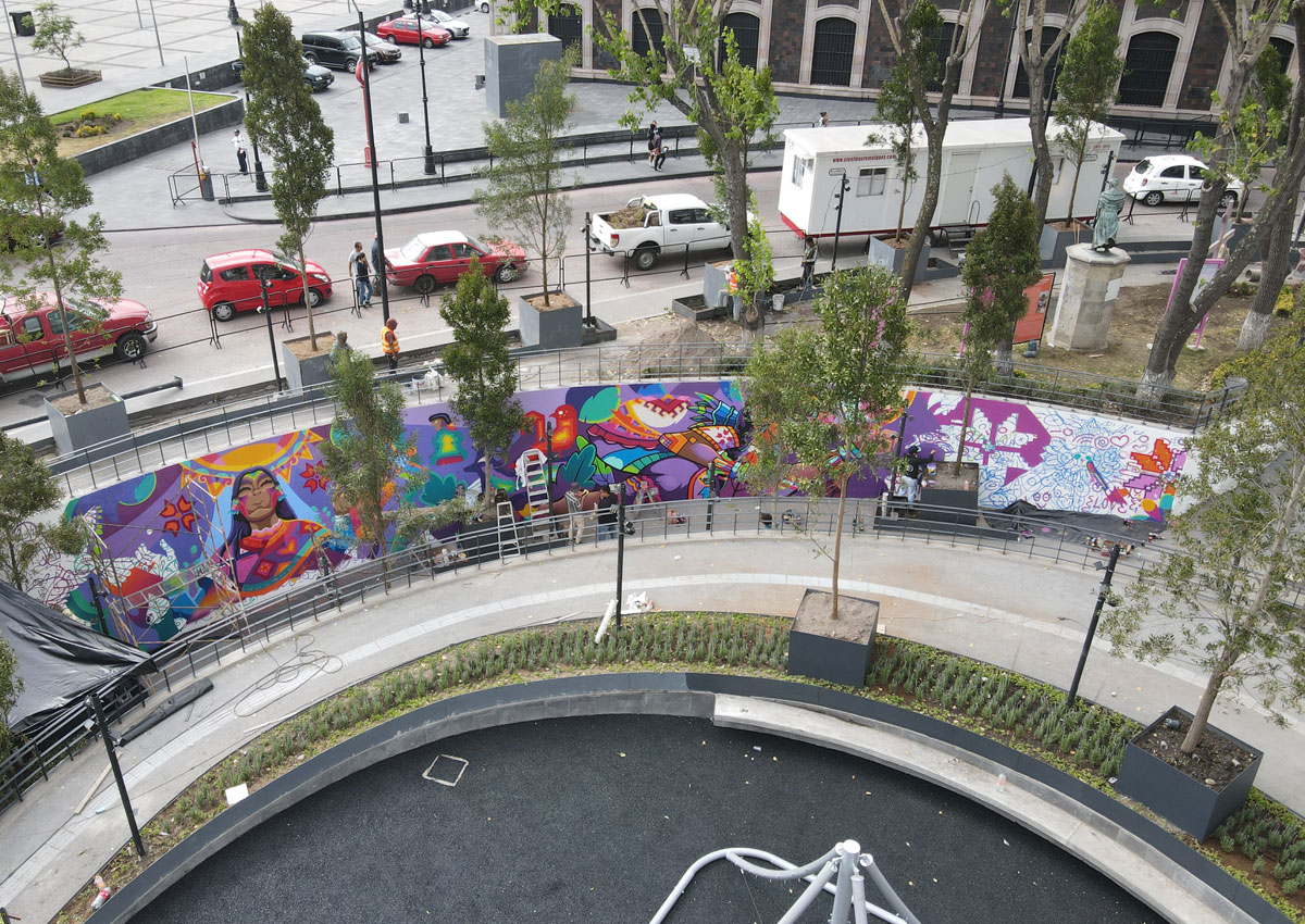 ¡Falta casi nada! Así­ se ve la NUEVA Plaza González Arratia y el mural temático mexicano