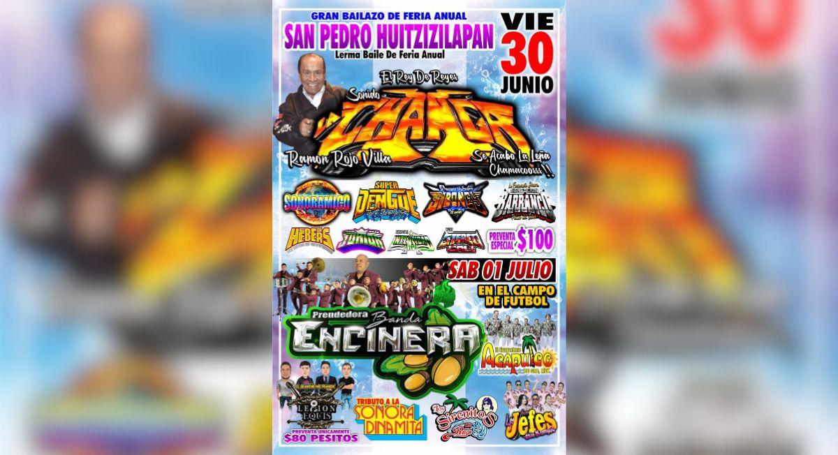 Cartel oficial de eventos para la Feria de Huitzizilapan Lerma 2023