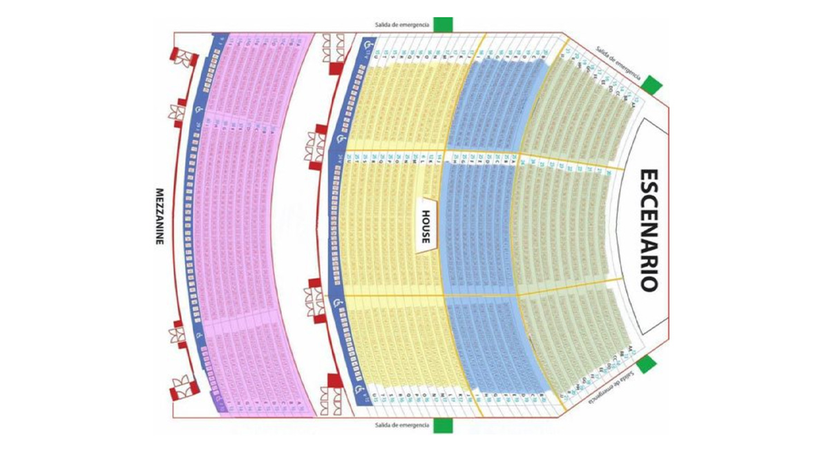 Mapa del Teatro Morelos para el concierto de Sin Bandera