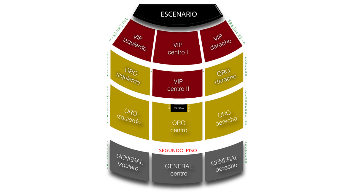 Mapa del Teatro Morelos para el concierto de Ángeles del Infierno
