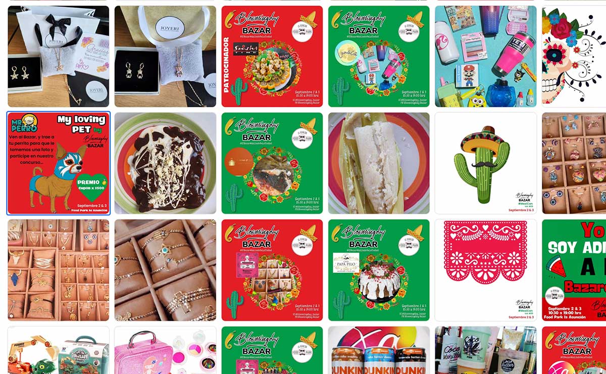 Publicaciones en la página de Bloomingday Bazar de lo que habrá en su edición mexicana
