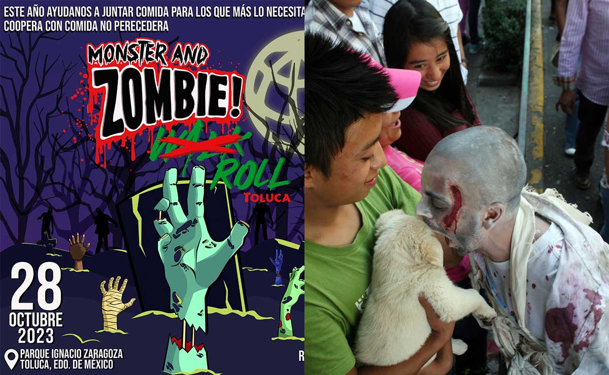 Marcha Zombie en Toluca 2023 personas disfrazadas