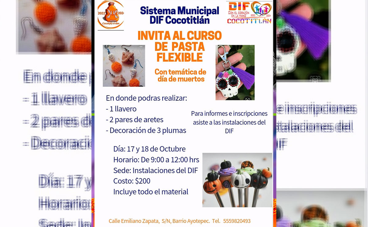 Cartel del curso de pasta flexible en Cocotitlán