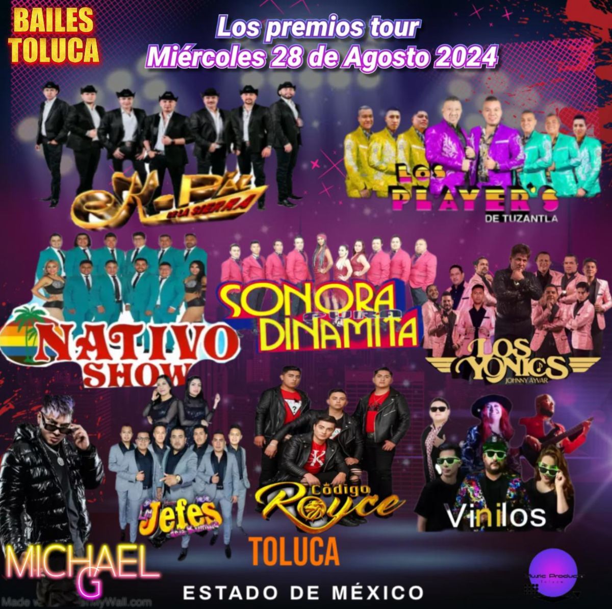 Artistas confirmados para la entrega de premios tour Toluca 2024