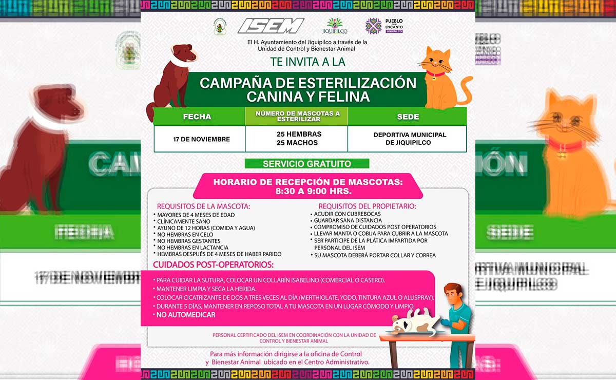 Cartel de la campaña de esterilización en Jiquipilco