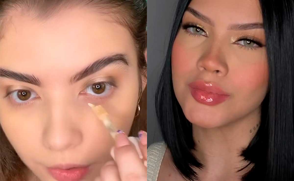 Maquillaje para Año Nuevo, look natural, TikTokers haciendo tutorial
