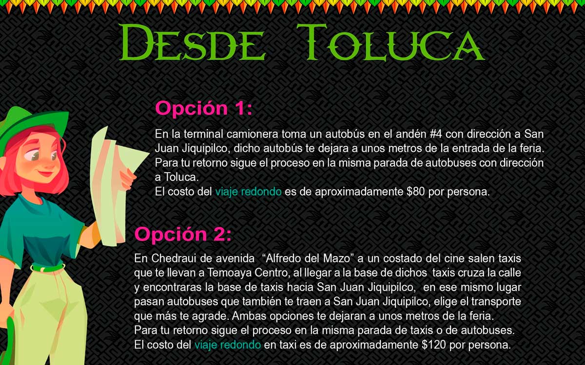 ruta para llegar de Toluca a Feria del Pulque de Jiquipilco 2024