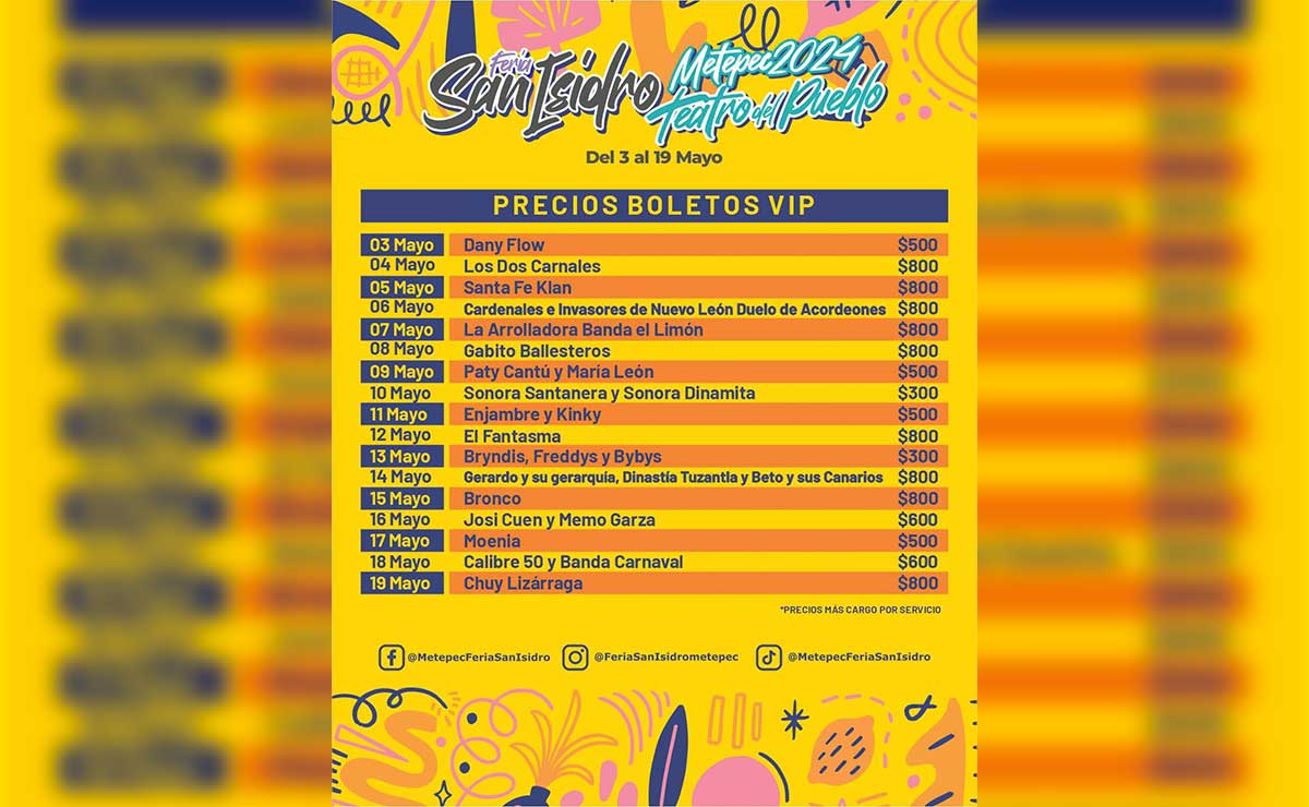 Boletos VIP para la Feria San Isidro Metepec