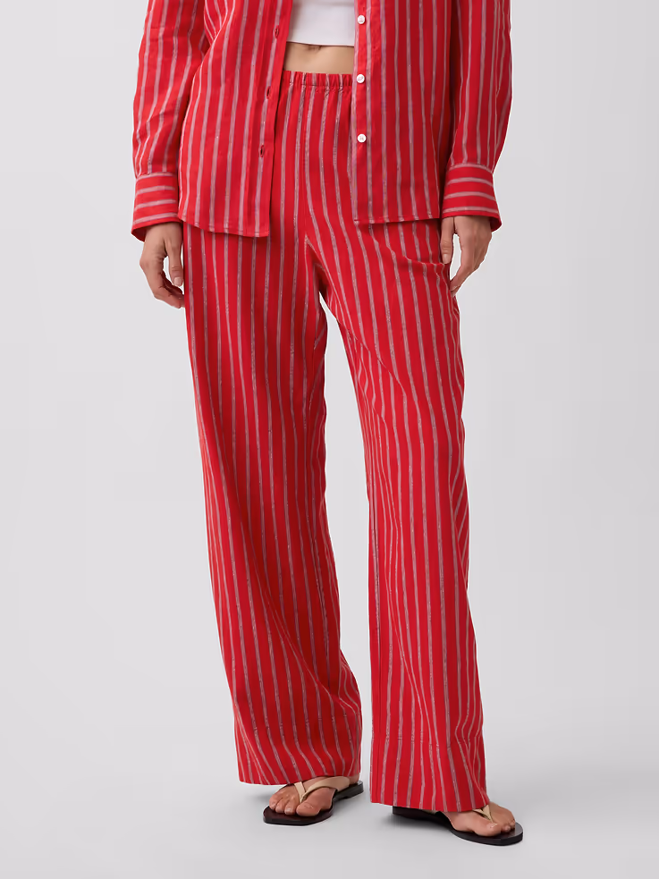 Pantalones Cómodos De Pierna Ancha En Mezcla De Lino - Gap