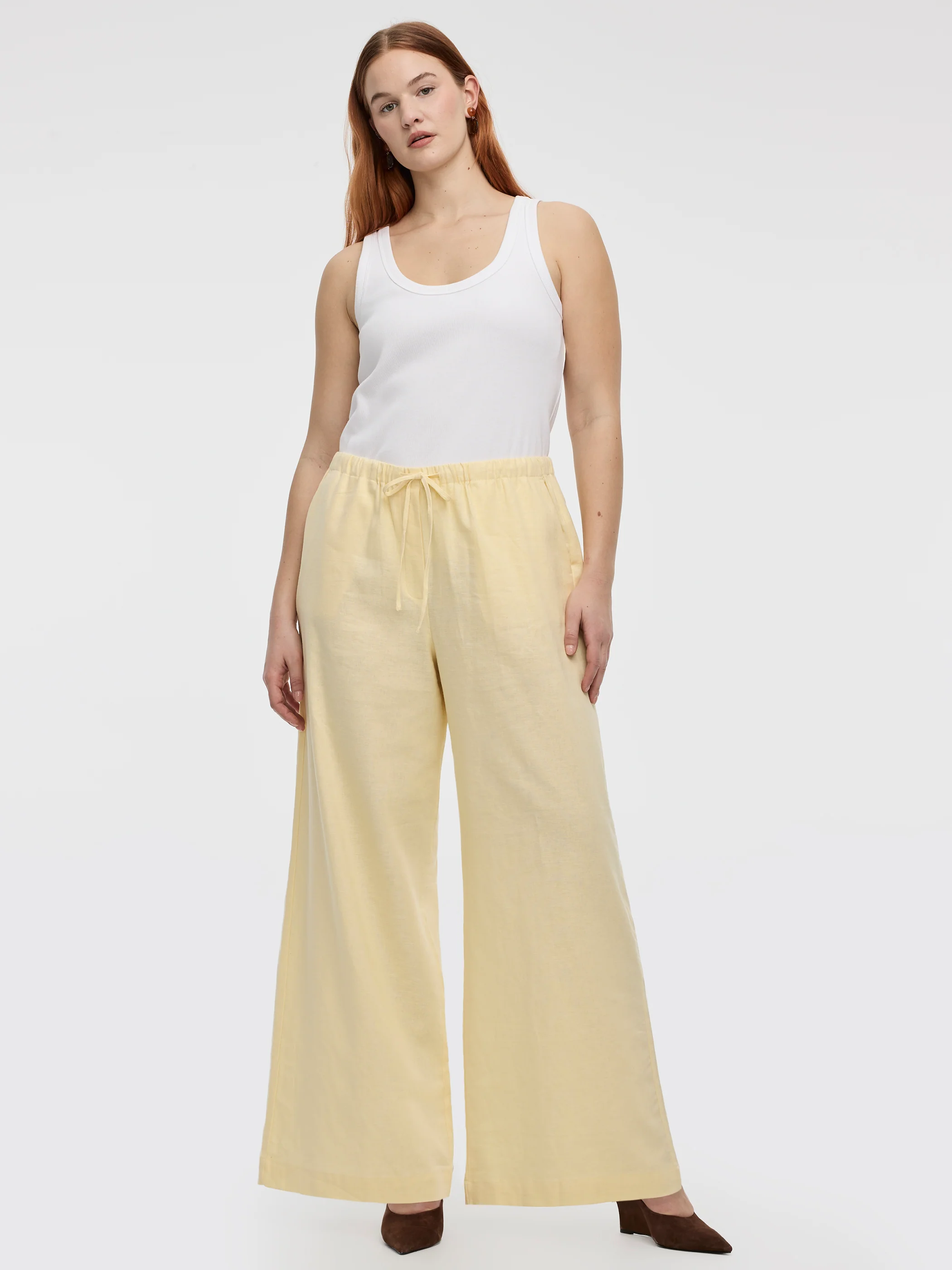 Pantalón Ancho De Mezcla De Lino - Reitmans